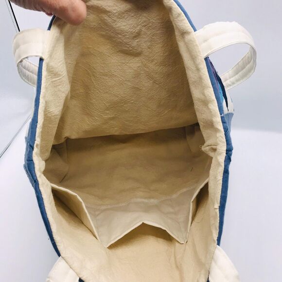 Handmade Tote Bag: Repurposed, Amish Purples and Blues Cottage Core Library Tote - Picture 6 of 8